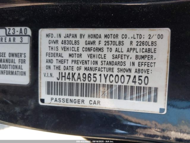 2000 ACURA RL JH4KA9651YC007450 Photo 8