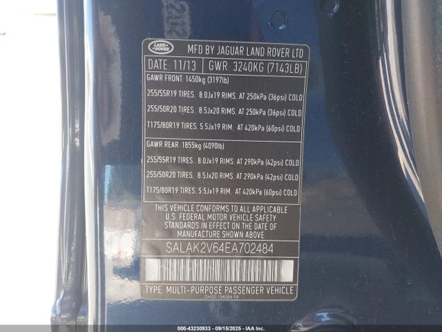 Land Rover LR4 2014 SALAK2V64EA702484 Image 9