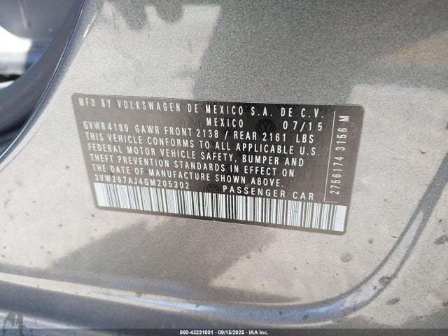 3VW267AJ4GM205302 Volkswagen 1.4t