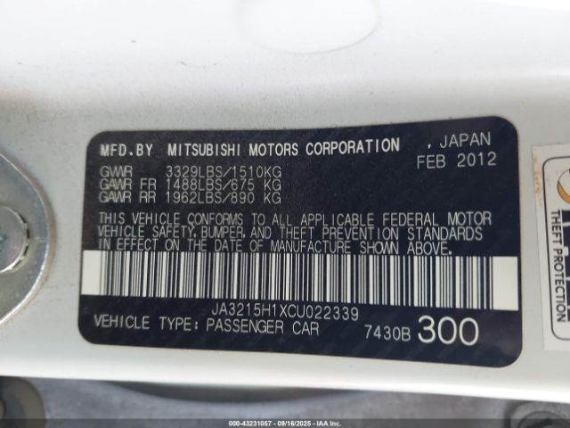 2012 MITSUBISHI I-MIEV JA3215H1XCU022339 Photo 8