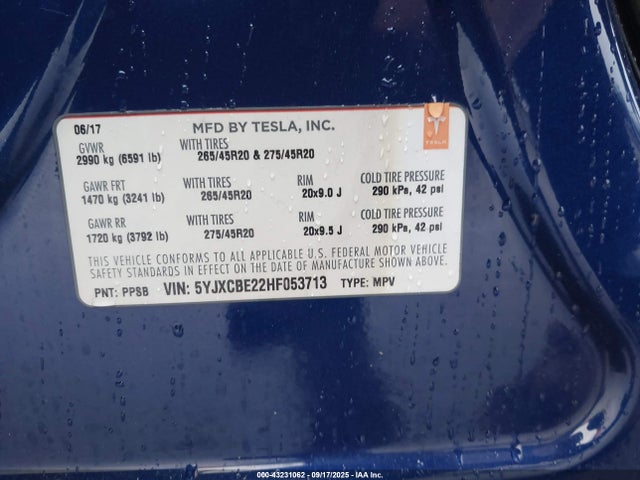 2017 TESLA MODEL X 5YJXCBE22HF053713 Photo 8