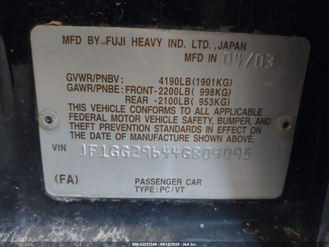2004 SUBARU IMPREZA JF1GG29644G809095 Photo 8