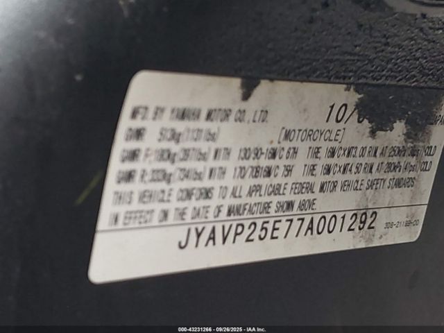 2007 YAMAHA XVS1300 JYAVP25E77A001292 Photo 8
