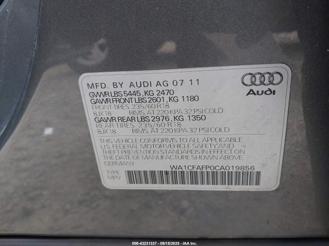 2012 AUDI Q5 WA1CFAFP0CA019856 Photo 8