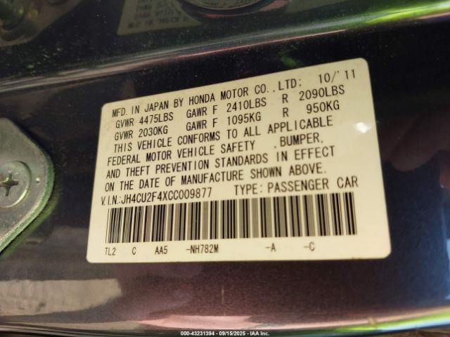 2012 ACURA TSX JH4CU2F4XCC009877 Photo 8