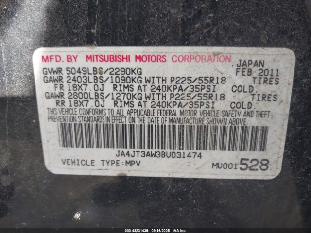 2011 MITSUBISHI OUTLANDER JA4JT3AW3BU031474 Photo 8