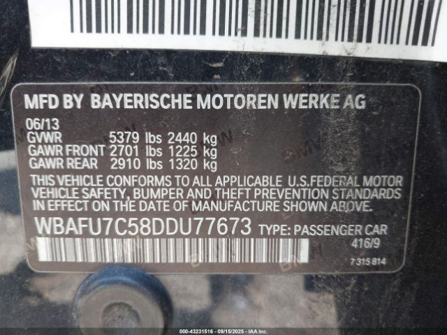 2013 BMW 535I WBAFU7C58DDU77673 Photo 8