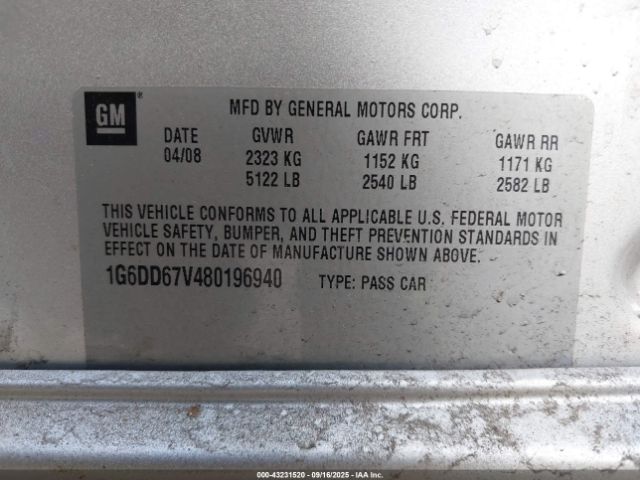 2008 CADILLAC STS 1G6DD67V480196940 Photo 8