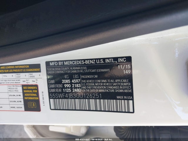 55SWF4JB3GU126251 Mercedes-Benz 2016