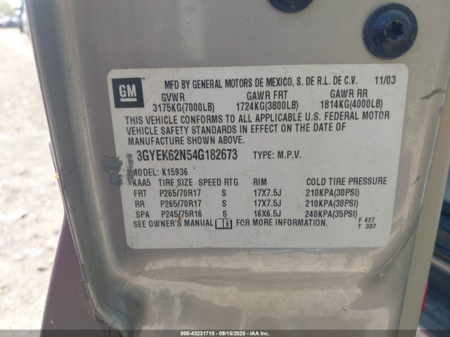2004 CADILLAC ESCALADE EXT 3GYEK62N54G182673 Photo 8