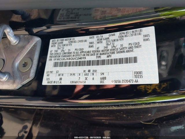 1FMCU0JX8GUC24015 Ford Escape