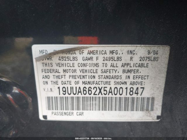 2005 ACURA TL 19UUA662X5A001847 Photo 8