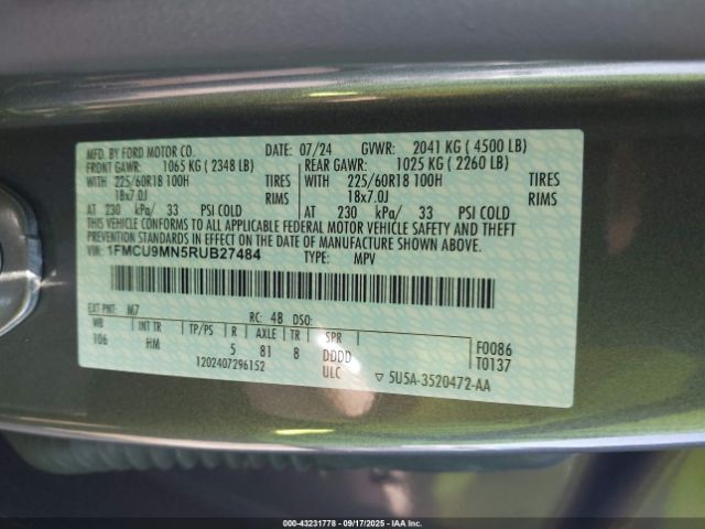 2024 FORD ESCAPE 1FMCU9MN5RUB27484 Photo 8