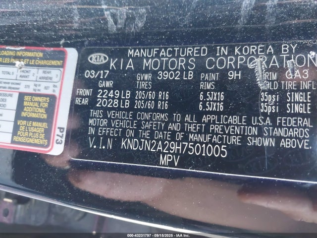 KIA gdi 2017 KNDJN2A29H7501005 Image 9