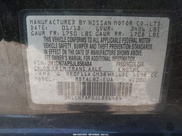 Nissan 2018 2018 3N1CN7AP5JL856484 Image 9
