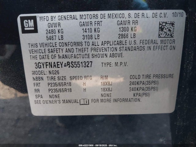 2011 CADILLAC SRX 3GYFNAEY4BS551327 Photo 8