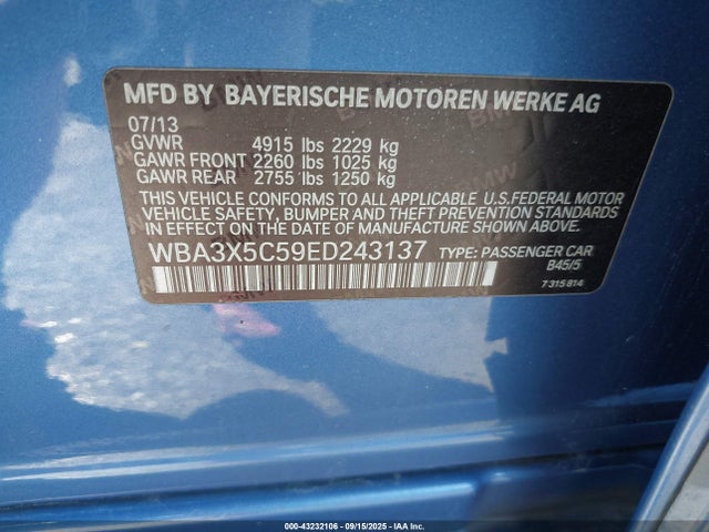 BMW 2014 2014 WBA3X5C59ED243137 Image 9