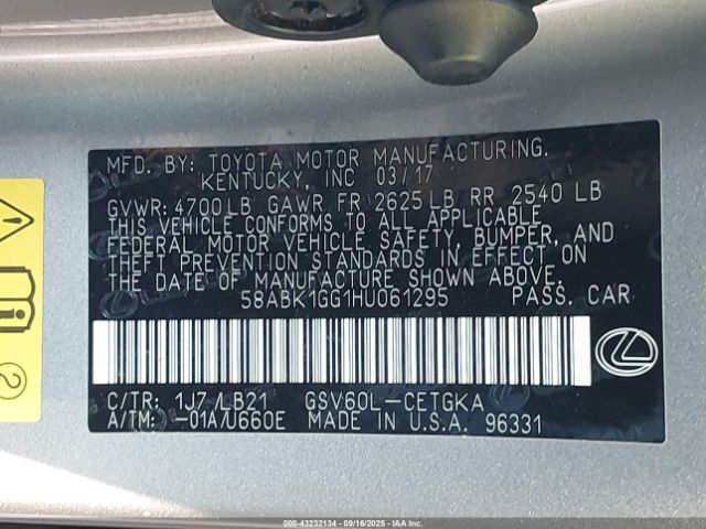 2017 LEXUS ES 350 58ABK1GG1HU061295 Photo 8