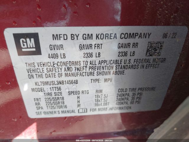 2022 CHEVROLET TRAILBLAZER KL79MUSL3NB145648 Photo 8