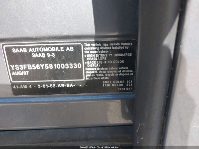 2008 SAAB 9-3 YS3FB56Y581003330 Photo 8