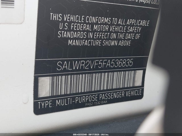 Land Rover supercharged lev3 sulev30 2015 SALWR2VF5FA536835 Image 9