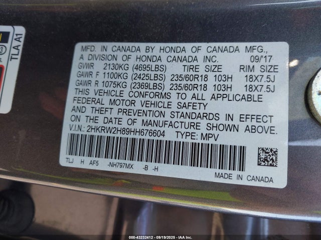 2HKRW2H89HH676604 Honda l15be