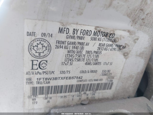 Ford F-350 2015 1FT8W3BTXFEB57542 Image 8