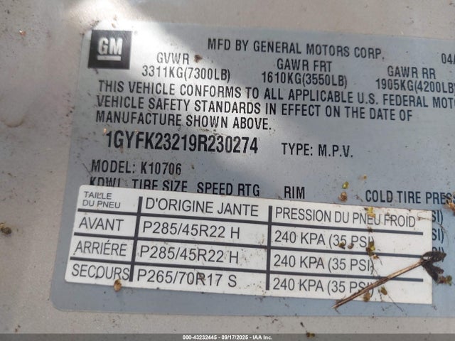 2009 CADILLAC ESCALADE 1GYFK23219R230274 Photo 8