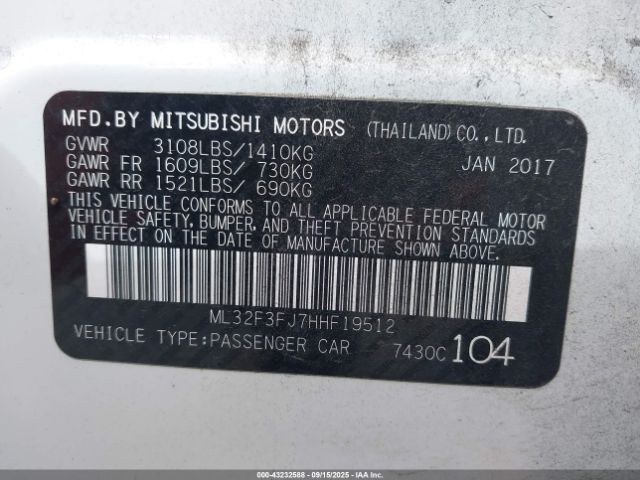 2017 MITSUBISHI MIRAGE G4 ML32F3FJ7HHF19512 Photo 8