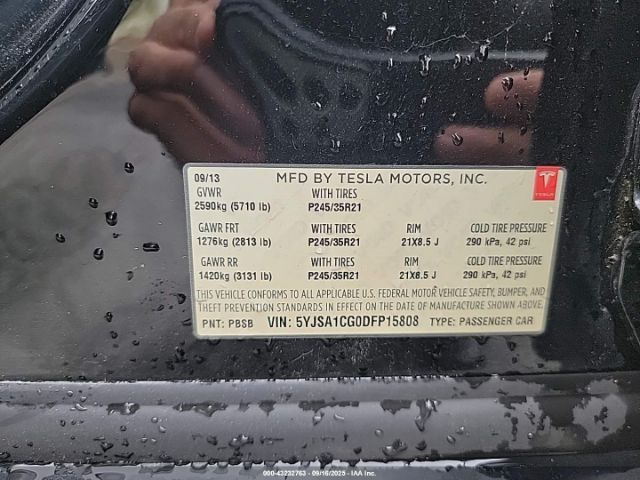 2013 TESLA MODEL S 5YJSA1CG0DFP15808 Photo 8