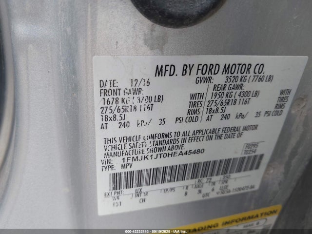 1FMJK1JT0HEA45480 Ford 3.5l gtdi ffv/gasoline