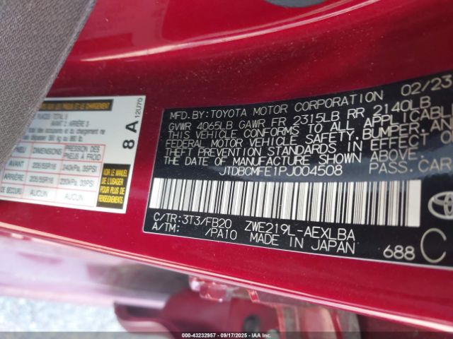 2023 TOYOTA COROLLA JTDBCMFE1PJ004508 Photo 8