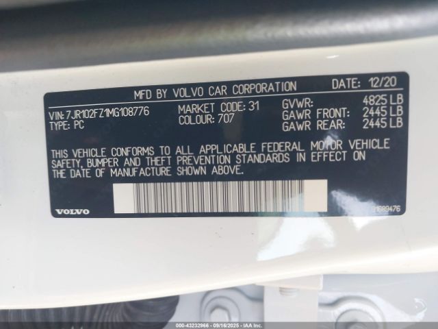 2021 VOLVO S60 7JR102FZ1MG108776 Photo 8