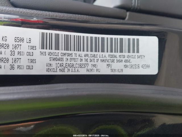 2020 JEEP GRAND CHEROKEE 1C4RJEAG0LC182377 Photo 8