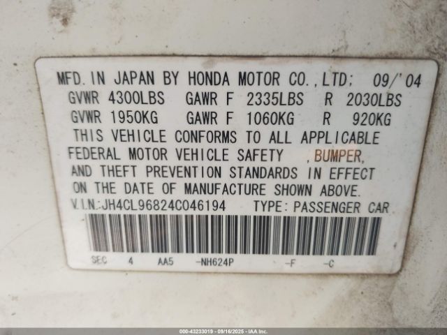 2004 ACURA TSX JH4CL96824C046194 Photo 8