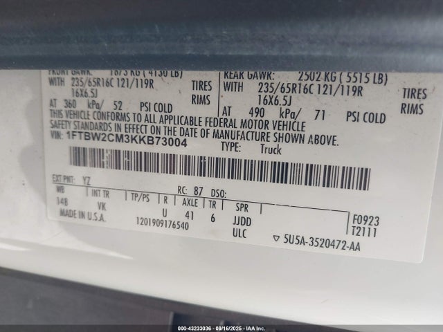 Ford Transit 2019 1FTBW2CM3KKB73004 Image 9