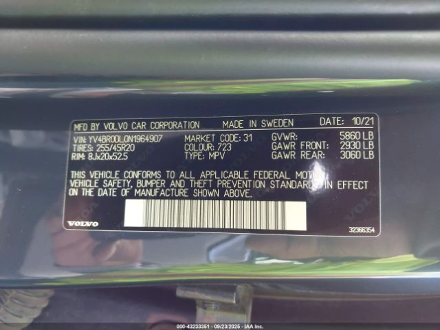 2022 VOLVO XC60 RECHARGE PLUG-IN HYBRID YV4BR0DL0N1964907 Photo 8