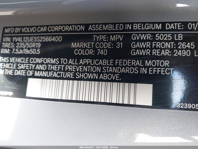 2025 VOLVO XC40 YV4L12UE5S2566400 Photo 8