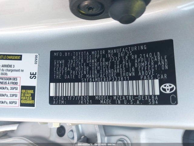 Toyota m20a-fks 2025 5YFB4MDE8SP333811 Image 9
