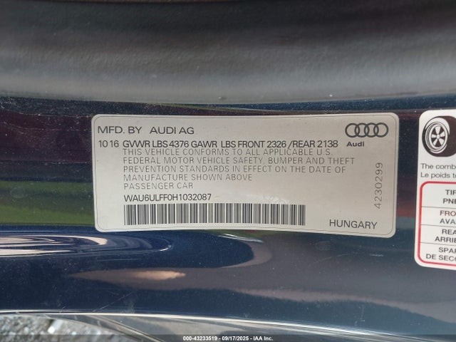 Audi A3 2017 WAU6ULFF0H1032087 Image 9