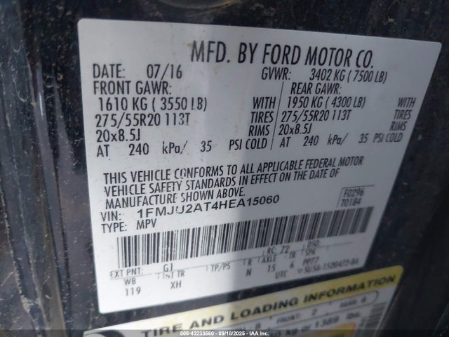 1FMJU2AT4HEA15060 Ford Expedition Limited