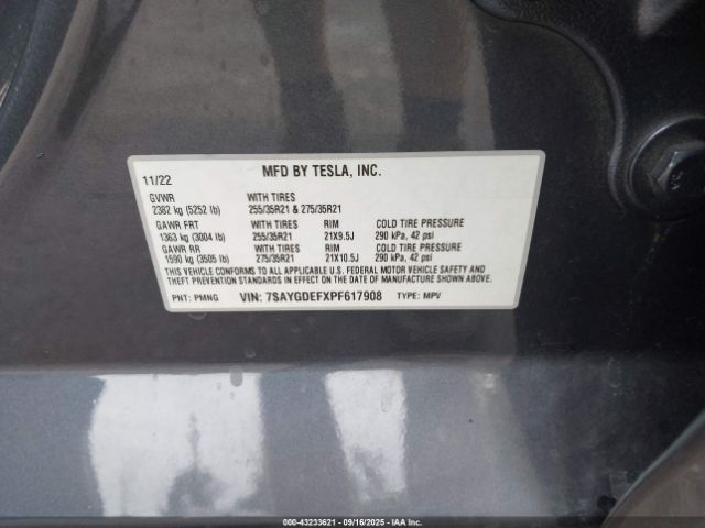 2023 TESLA MODEL Y 7SAYGDEFXPF617908 Photo 8