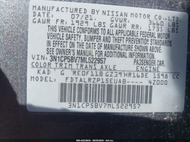 2021 NISSAN KICKS 3N1CP5BV7ML522957 Photo 8