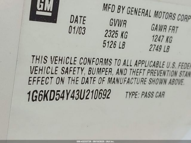 2003 CADILLAC DEVILLE 1G6KD54Y43U210692 Photo 8