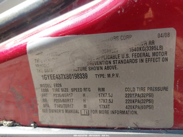 2008 CADILLAC SRX 1GYEE437X80198339 Photo 8