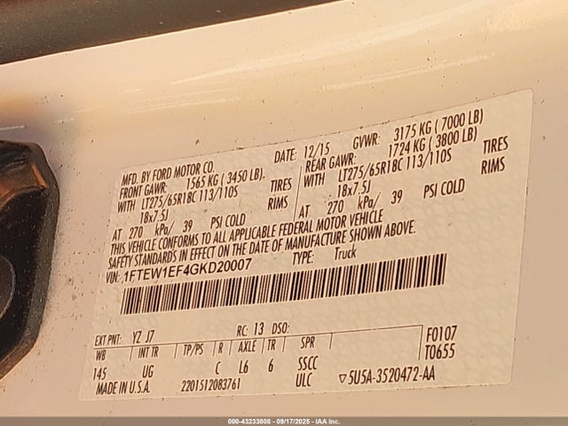 Ford F-150 2016 1FTEW1EF4GKD20007 Image 9