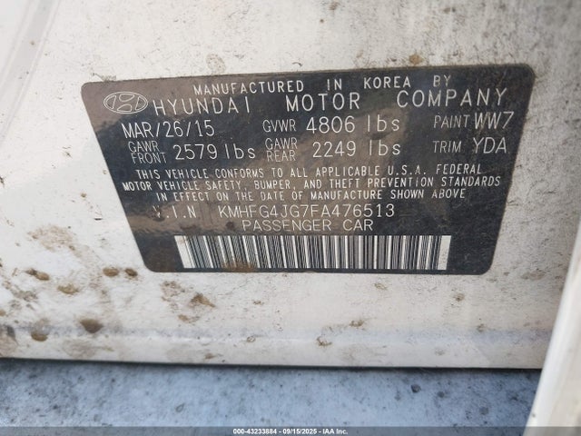 Hyundai dohc gdi lambda ii 2015 KMHFG4JG7FA476513 Image 9