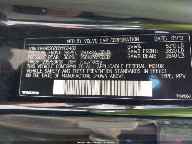 2013 VOLVO XC70 YV4902BZ0D1162402 Photo 8