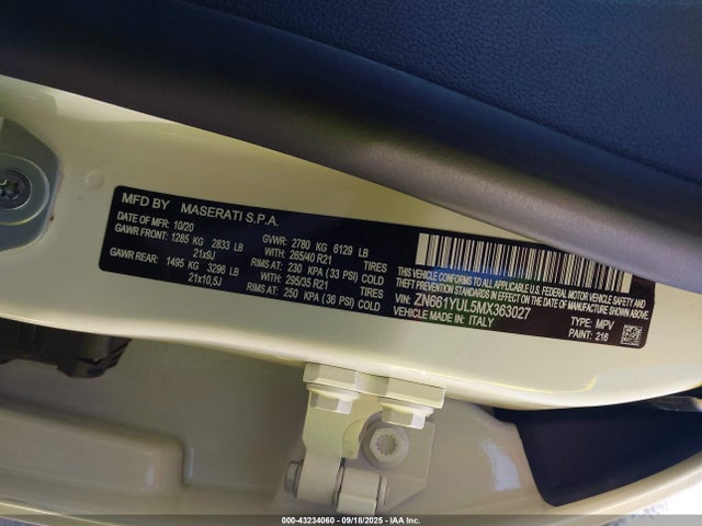 ZN661YUL5MX363027 Maserati m156e