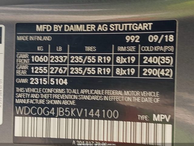 2019 MERCEDES-BENZ GLC 300 WDC0G4JB5KV144100 Photo 8